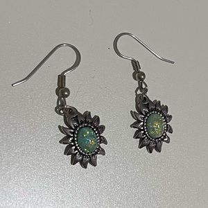 Vintage Flower Opal Earrings